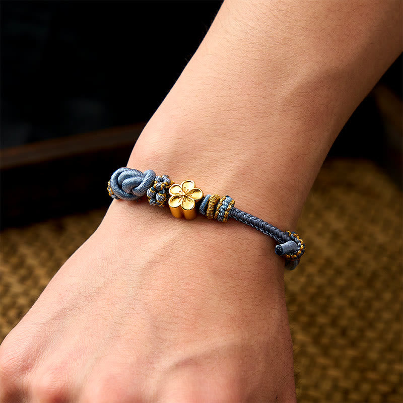Buddha Stones Pulsera ajustable con nudo de cuerda trenzada y flores - image 25