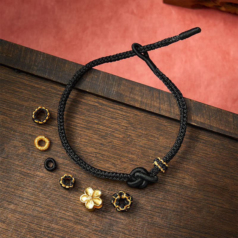 Buddha Stones Pulsera ajustable con nudo de cuerda trenzada y flores - image 13