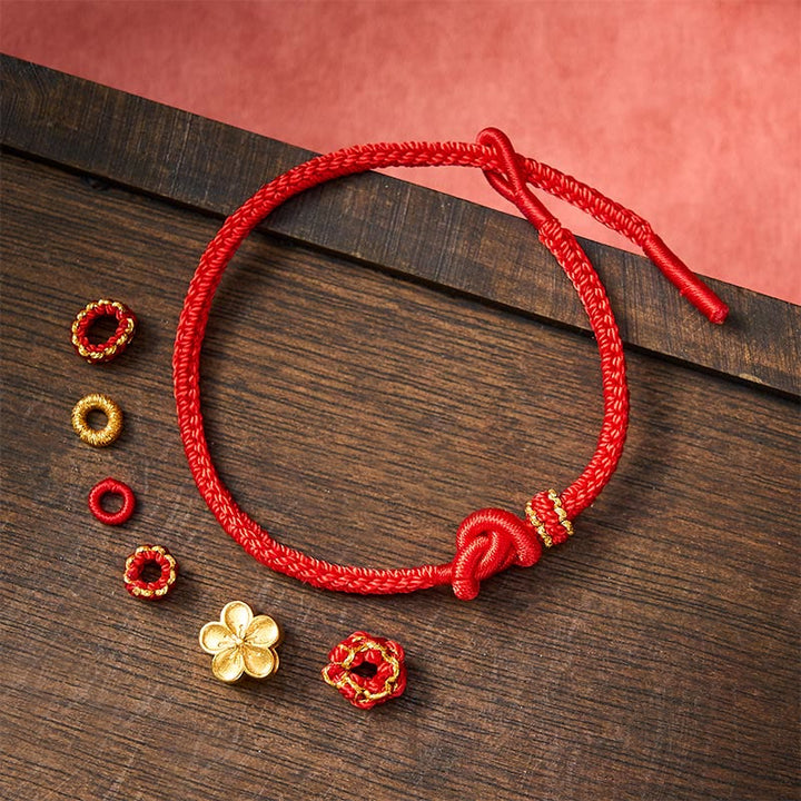 Buddha Stones Pulsera ajustable con nudo de cuerda trenzada y flores - image 10