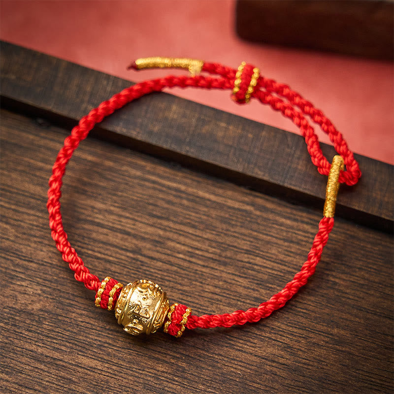 Buddha Stones Pulsera ajustable DIY tejida a mano con hilo rojo, símbolo de fuerza Om Mani Padme Hum - Rojo (circunferencia de la muñeca 15-20 cm) - image 10