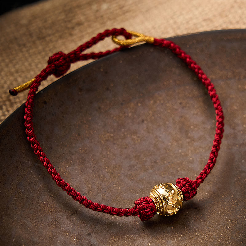 Buddha Stones Pulsera ajustable DIY tejida a mano con hilo rojo, símbolo de fuerza Om Mani Padme Hum - image 1