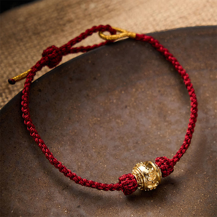 Buddha Stones Pulsera ajustable DIY tejida a mano con hilo rojo, símbolo de fuerza Om Mani Padme Hum - image 1