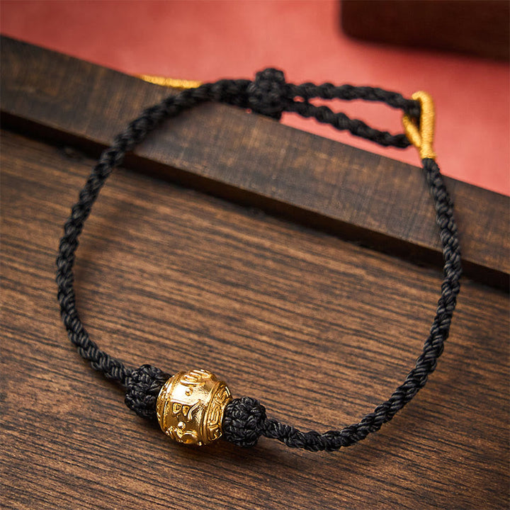 Buddha Stones Pulsera ajustable DIY tejida a mano con hilo rojo, símbolo de fuerza Om Mani Padme Hum - Negro (circunferencia de la muñeca: 15-20 cm) - image 16