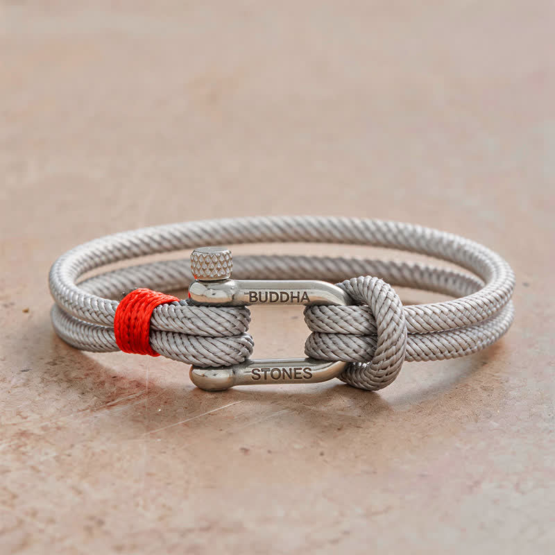 Buddha Stones Pulsera de estimulación con grillete de acero de titanio - Cuerda gris con hebilla plateada - Circunferencia de la muñeca: 7,9–8,2 pulgadas (20–21 cm) - image 8
