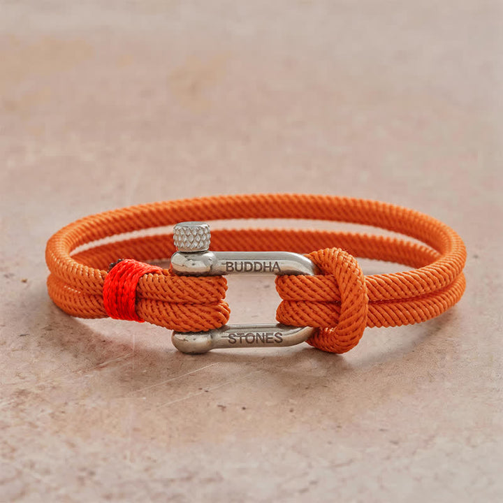 Buddha Stones Pulsera de estimulación con grillete de acero de titanio - Cuerda naranja, hebilla plateada - Circunferencia de la muñeca: 7,9–8,2 pulgadas (20–21 cm) - image 17