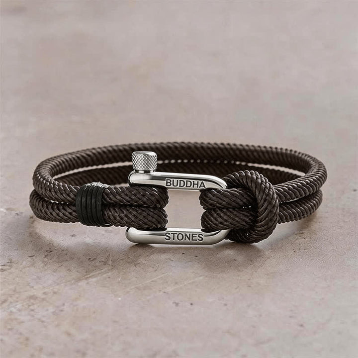 Buddha Stones Brazalete reforzado con grillete de acero de titanio - Cuerda marrón con hebilla plateada - Circunferencia de la muñeca: 7,9–8,2 pulgadas (20–21 cm) - image 17