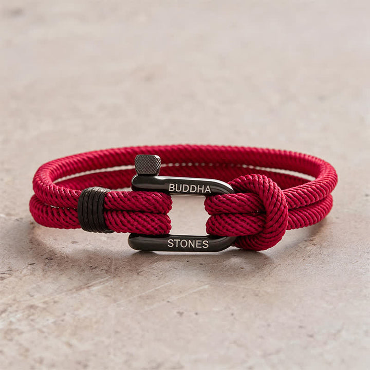 Buddha Stones Brazalete reforzado con grillete de acero de titanio - Cuerda roja y hebilla negra - Circunferencia de la muñeca: 7,9–8,2 pulgadas (20–21 cm) - image 8