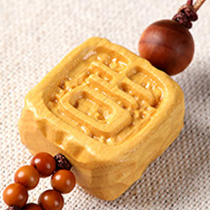 Buddha Stones Decoración colgante para teléfono con forma de gato de la suerte tallado a mano en madera de haya - image 9