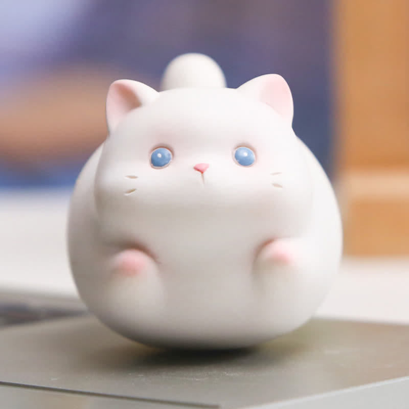 Buddha Stones Decoración de resina con un lindo gato tambaleante y un diseño de dibujos animados de un animal feliz. - image 8