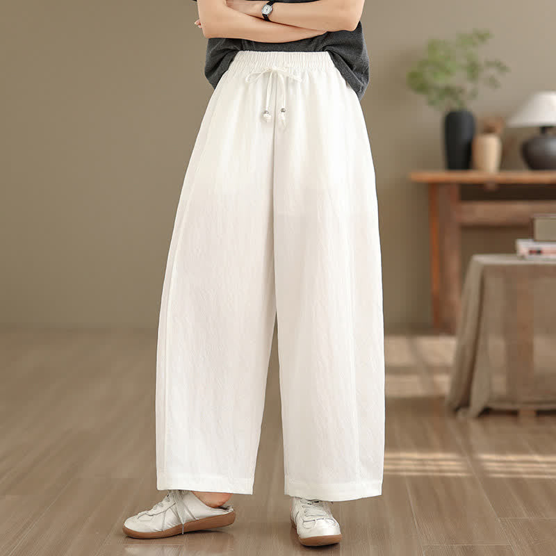 Buddha Stones Pantalones cortos informales de verano con cordón ajustable, color liso, para mujer, de pierna ancha y con bolsillos. - Blanco - US12, UK/AU16, EU44 (2XL) - image 0