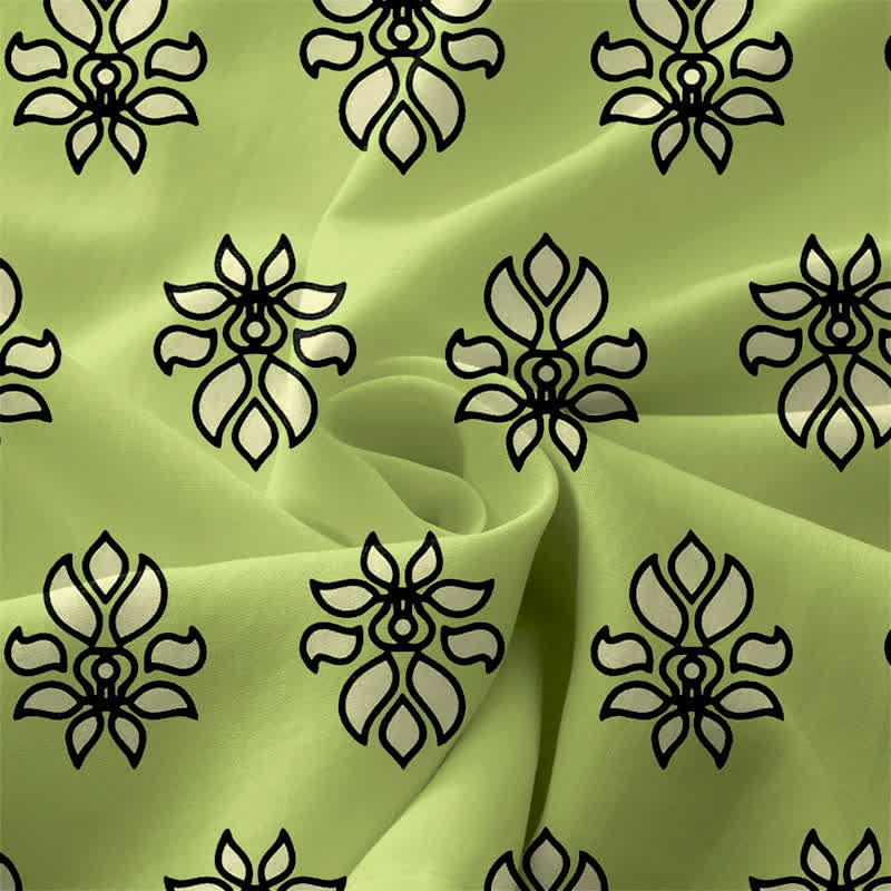 Buddha Stones Vestido midi de verano informal para mujer con estampado floral en color menta y bolsillos. - image 3