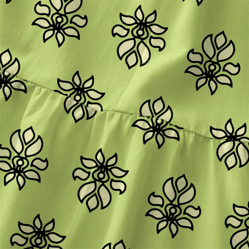Buddha Stones Vestido midi de verano informal para mujer con estampado floral en color menta y bolsillos. - image 1