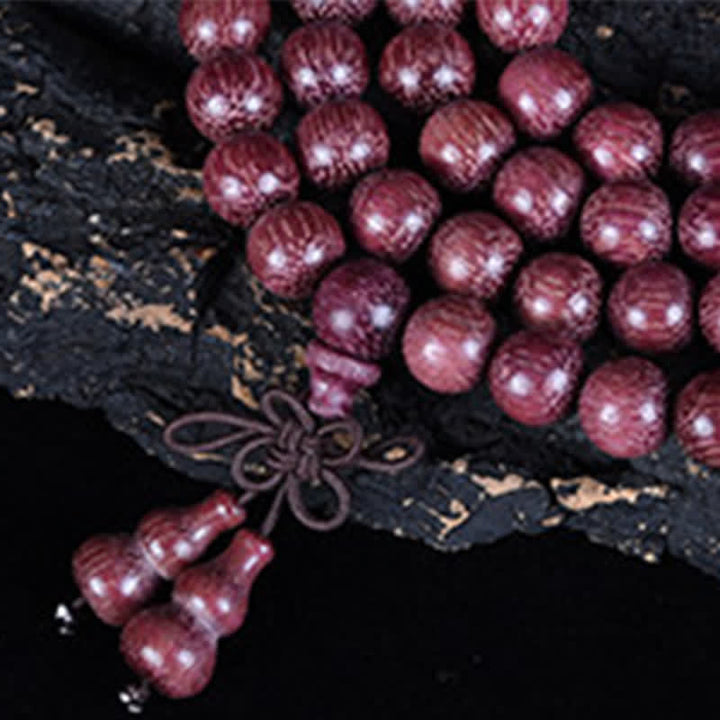 Buddha Stones Mala de 108 cuentas de calabaza Peltogyne natural - image 3