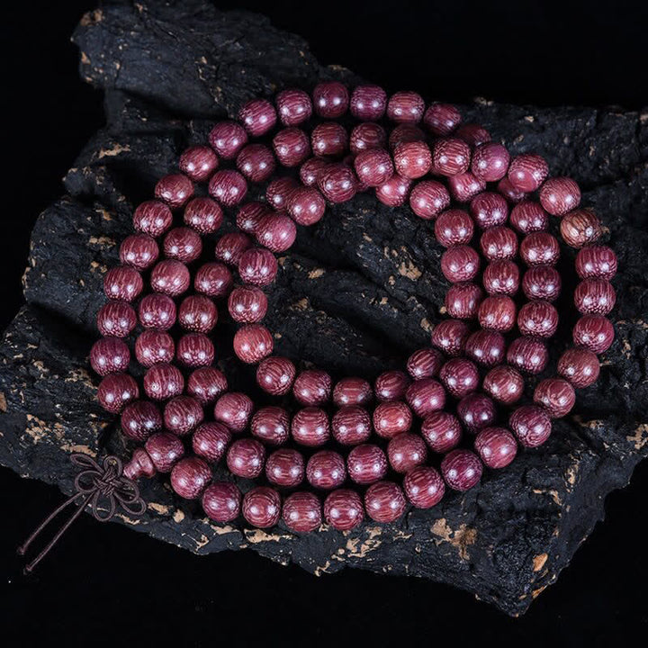 Buddha Stones Mala de 108 cuentas de calabaza Peltogyne natural - Cadena - 8 mm - image 4