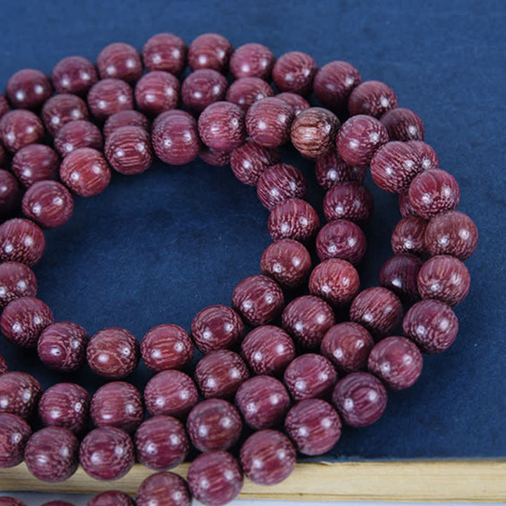 Buddha Stones Mala de 108 cuentas de calabaza Peltogyne natural - image 18
