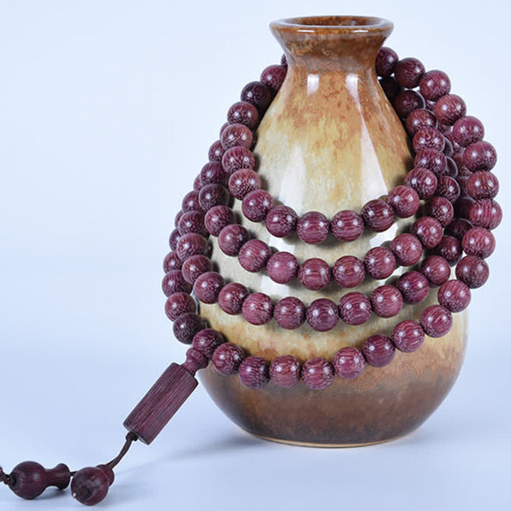 Buddha Stones Mala de 108 cuentas de calabaza Peltogyne natural - image 13
