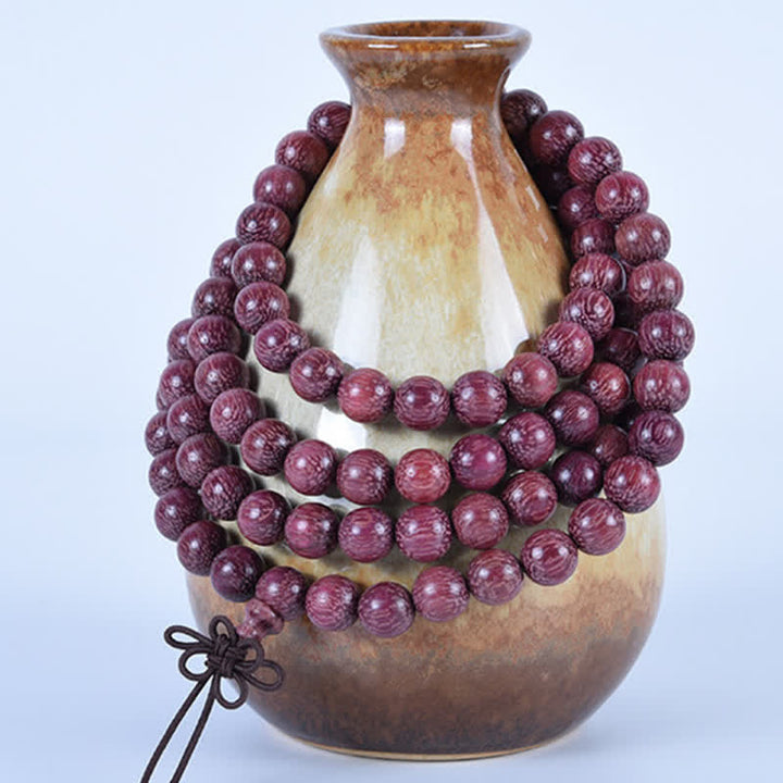 Buddha Stones Mala de 108 cuentas de calabaza Peltogyne natural - image 6