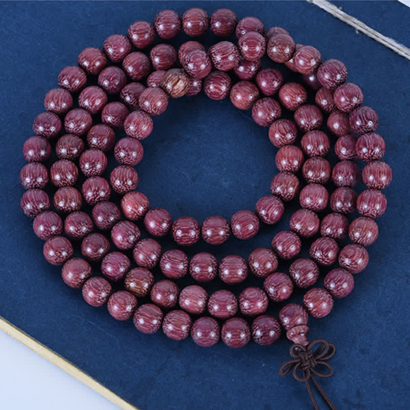 Buddha Stones Mala de 108 cuentas de calabaza Peltogyne natural - image 9