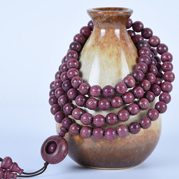 Buddha Stones Mala de 108 cuentas de calabaza Peltogyne natural - image 16