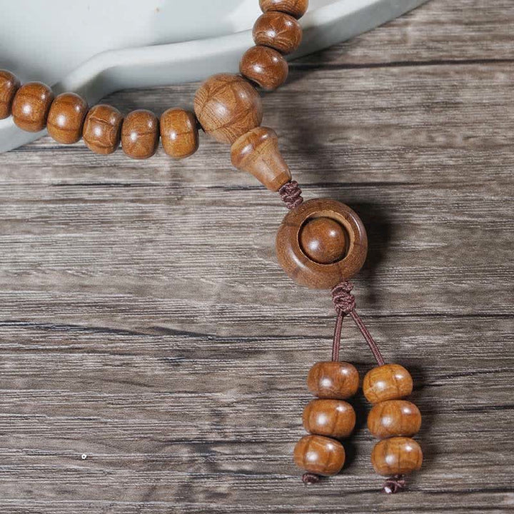 Buddha Stones Mala de 108 cuentas de madera de Abelia Biflora natural para protección - image 8