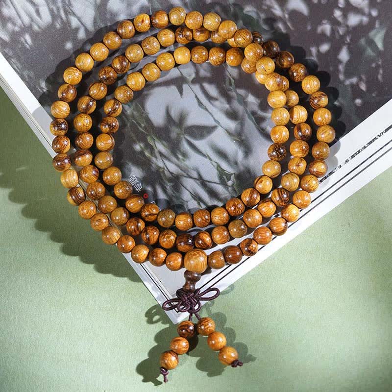 Buddha Stones Mala de 108 cuentas de madera de mármol natural Harmony - image 2