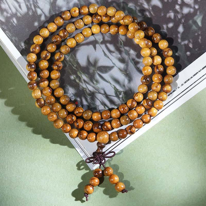 Buddha Stones Mala de 108 cuentas de madera de mármol natural Harmony - image 2