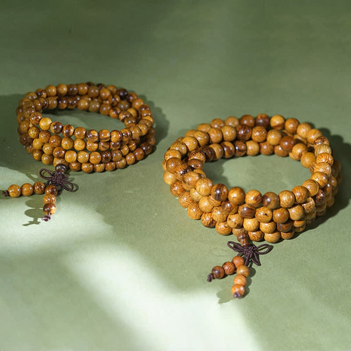 Buddha Stones Mala de 108 cuentas de madera de mármol natural Harmony - image 6