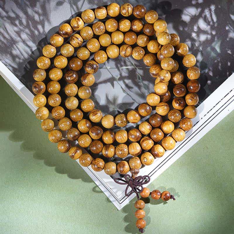 Buddha Stones Mala de 108 cuentas de madera de mármol natural Harmony - 8 mm - image 3