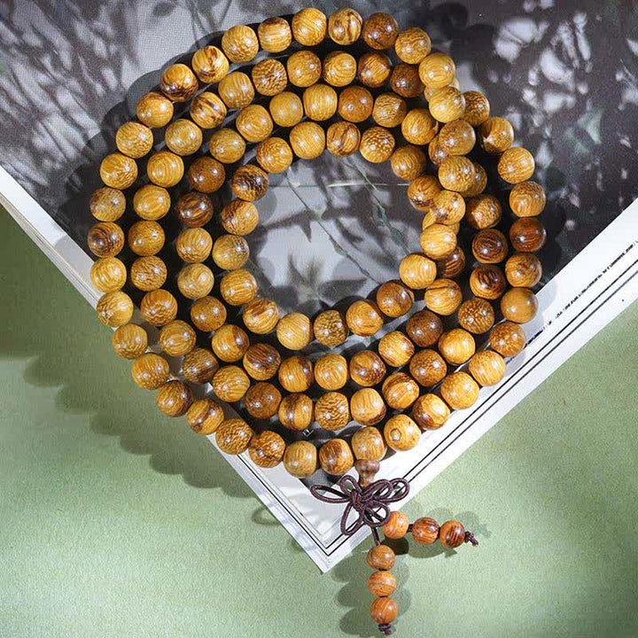 Buddha Stones Mala de 108 cuentas de madera de mármol natural Harmony - 8 mm - image 3