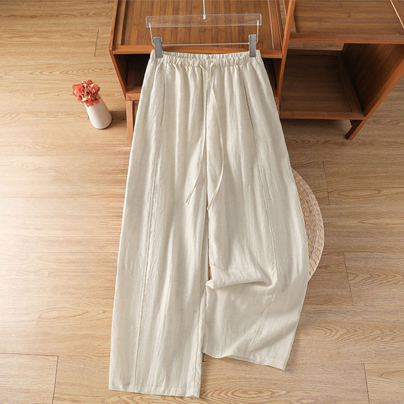 Buddha Stones Pantalones cortos minimalistas de verano con cordón ajustable, color liso, para mujer, de pierna recta y con bolsillos. - Lino - US8-10, UK/AU12-14, EU40-42 (2XL) - image 0