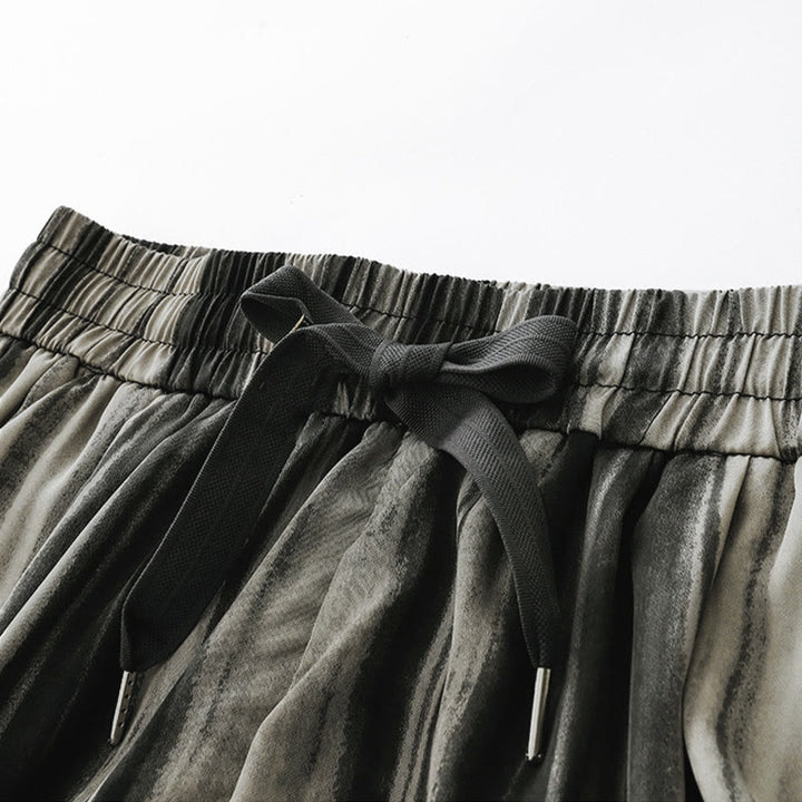 Buddha Stones Pantalones largos de verano informales elegantes con cordón ajustable y rayas verticales para mujer, de pierna recta y con bolsillos. - image 10