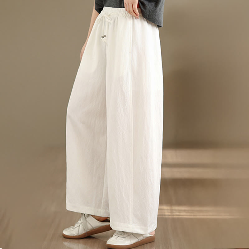 Buddha Stones Pantalones cortos informales de verano con cordón ajustable, color liso, para mujer, de pierna ancha y con bolsillos. - image 1