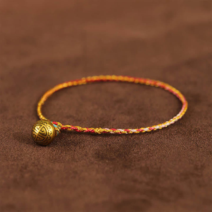 Buddha Stones Pulsera trenzada de cuerda colorida tejida a mano con equilibrio - Rojo - 7,9 pulgadas (20 cm) - image 4