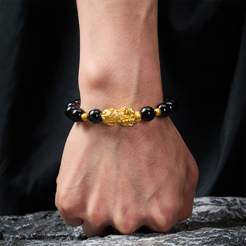 Buddha Stones Pulsera de la riqueza de ágata rayada marrón PiXiu - image 4