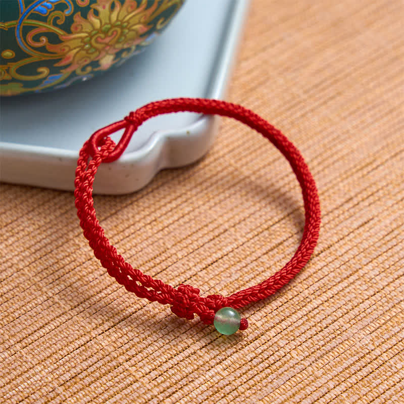 Buddha Stones Pulsera de equilibrio de aventurina verde con hilo rojo - image 1