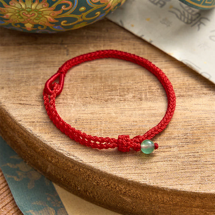 Buddha Stones Pulsera de equilibrio de aventurina verde con hilo rojo - Aventurina verde - Cuerda roja - image 0