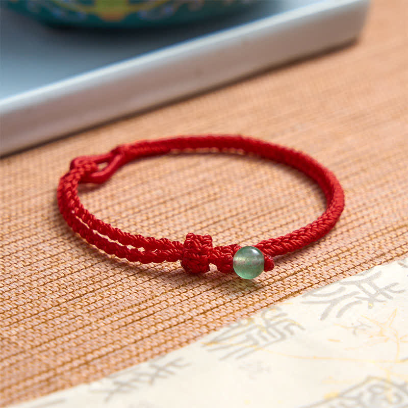 Buddha Stones Pulsera de equilibrio de aventurina verde con hilo rojo - image 2
