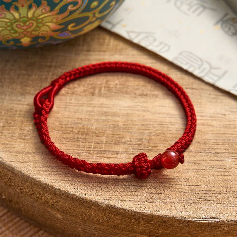 Buddha Stones Pulsera de equilibrio de aventurina verde con hilo rojo - Ágata roja - Hilo rojo oscuro - 19–20 cm - image 25