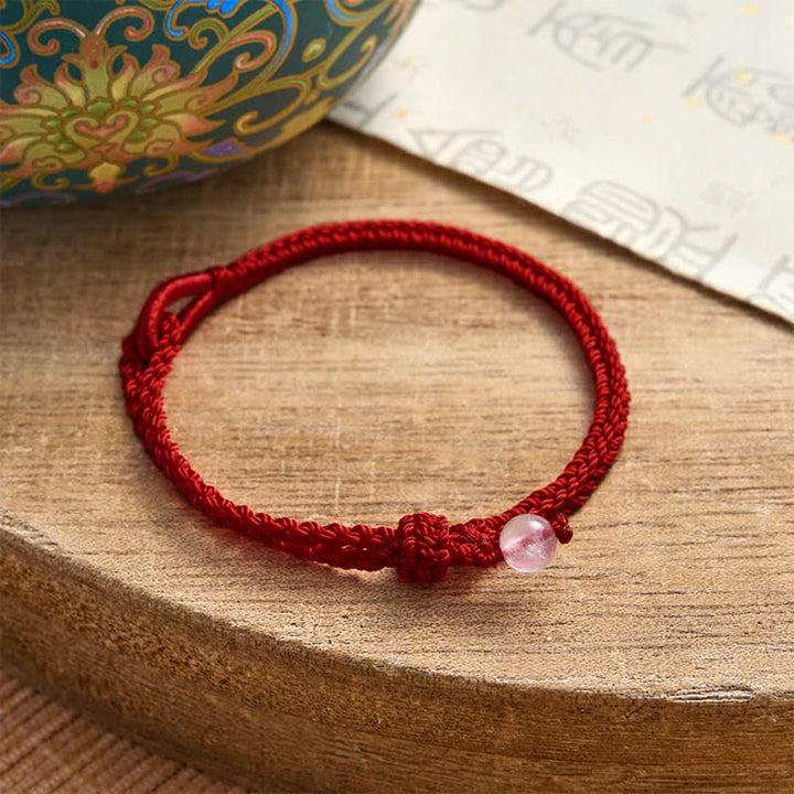 Buddha Stones Pulsera de equilibrio de aventurina verde con hilo rojo - Cuarzo rosa - Hilo rojo oscuro - image 16