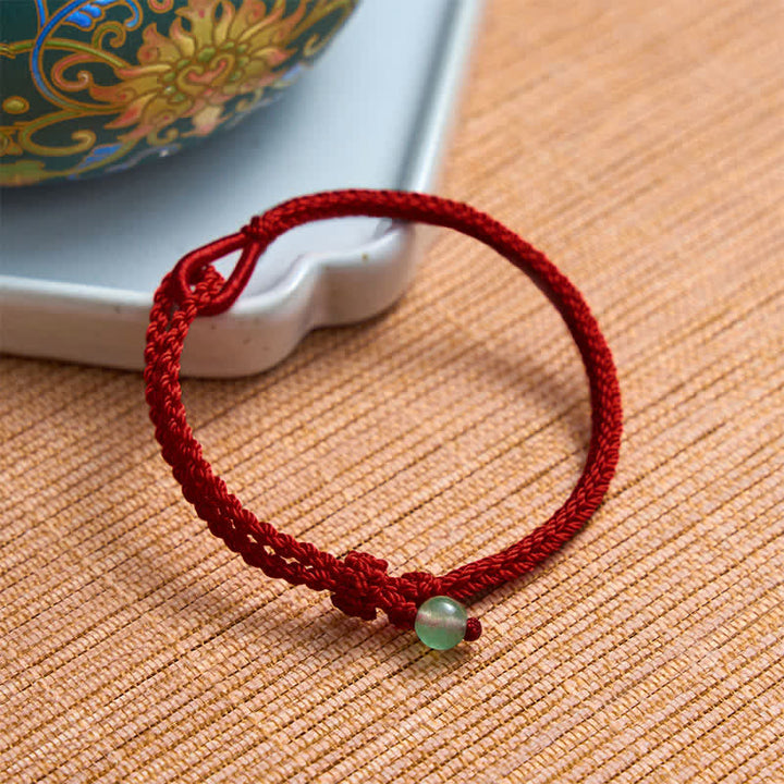 Buddha Stones Pulsera de equilibrio de aventurina verde con hilo rojo - Aventurina verde - Hilo rojo oscuro - 19–20 cm - image 7
