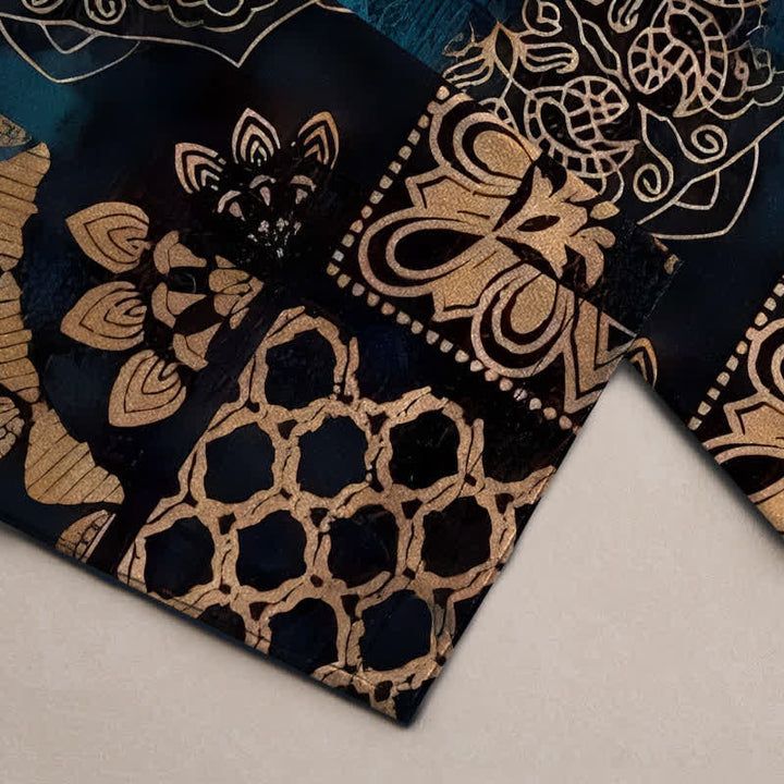 Buddha Stones Pantalones de hombre de algodón con estampado geométrico de mandala y corte ajustado, con bolsillos. - image 3