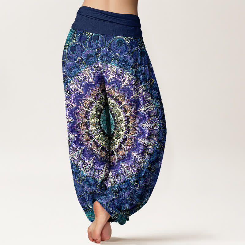 Buddha Stones Pantalones harem de mujer con cintura elástica y estampado de mandala de algodón puro para mujer. - image 7