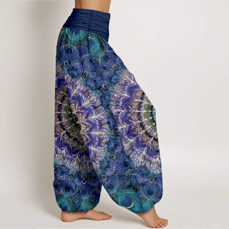 Buddha Stones Pantalones harem de mujer con cintura elástica y estampado de mandala de algodón puro para mujer. - image 6