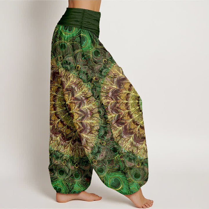 Buddha Stones Pantalones harem de mujer con cintura elástica y estampado de mandala de algodón puro para mujer. - image 9