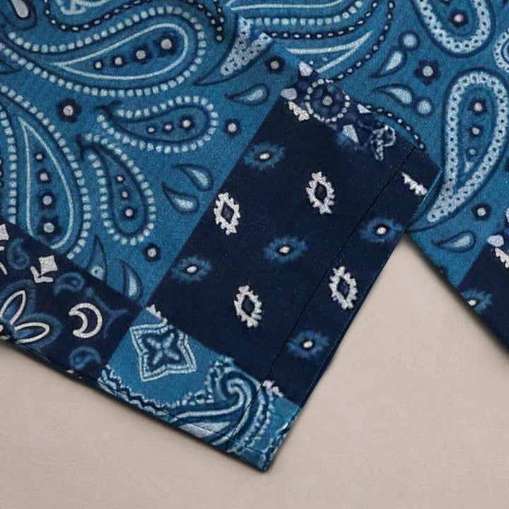 Buddha Stones Pantalones de hombre de algodón con estampado paisley, corte ajustado y bolsillos. - image 3