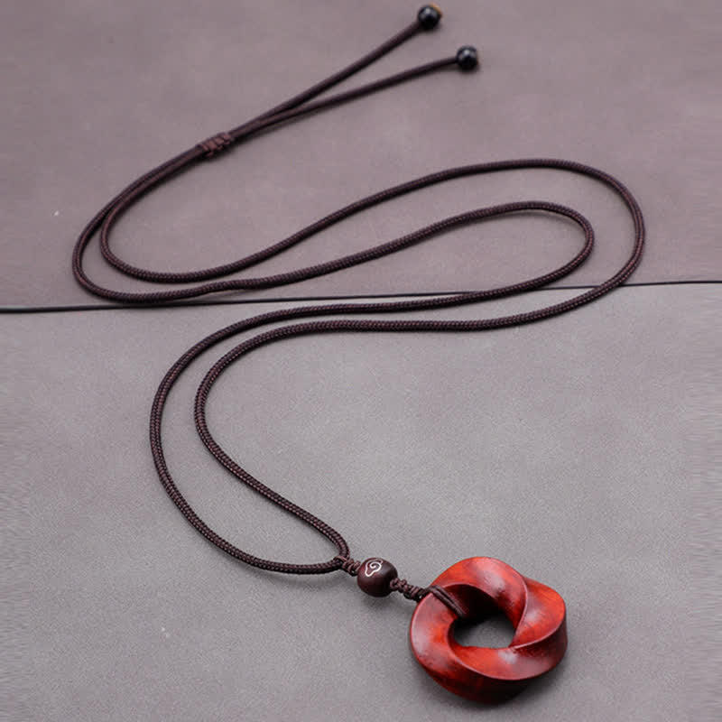 Buddha Stones Collar con colgante de cuerda de nudo infinito de sándalo rojo - image 7