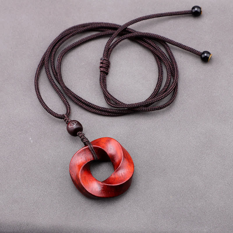 Buddha Stones Collar con colgante de cuerda de nudo infinito de sándalo rojo - image 6