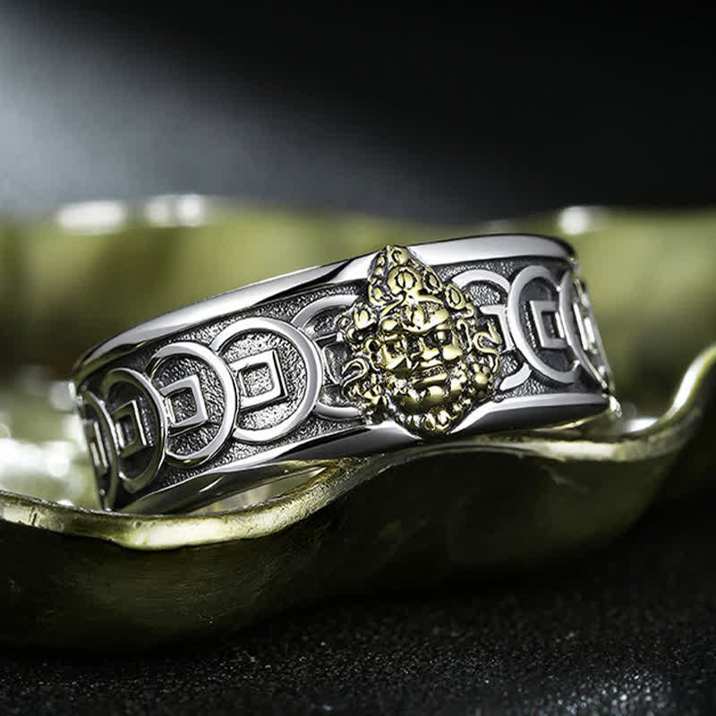 Anillo de protección Jambhala tibetano con Buddha Stones, chapado en cobre y plata amarilla. - image 4