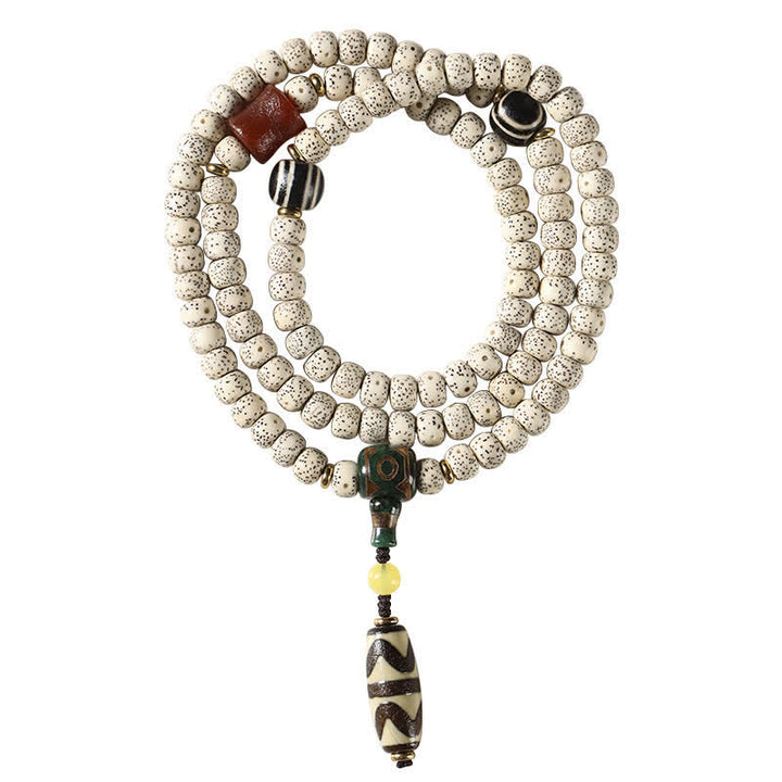 Buddha Stones Mala tibetana de 108 cuentas tejida a mano con semillas de Bodhi y estrella de la luna, símbolo de sabiduría. - image 3