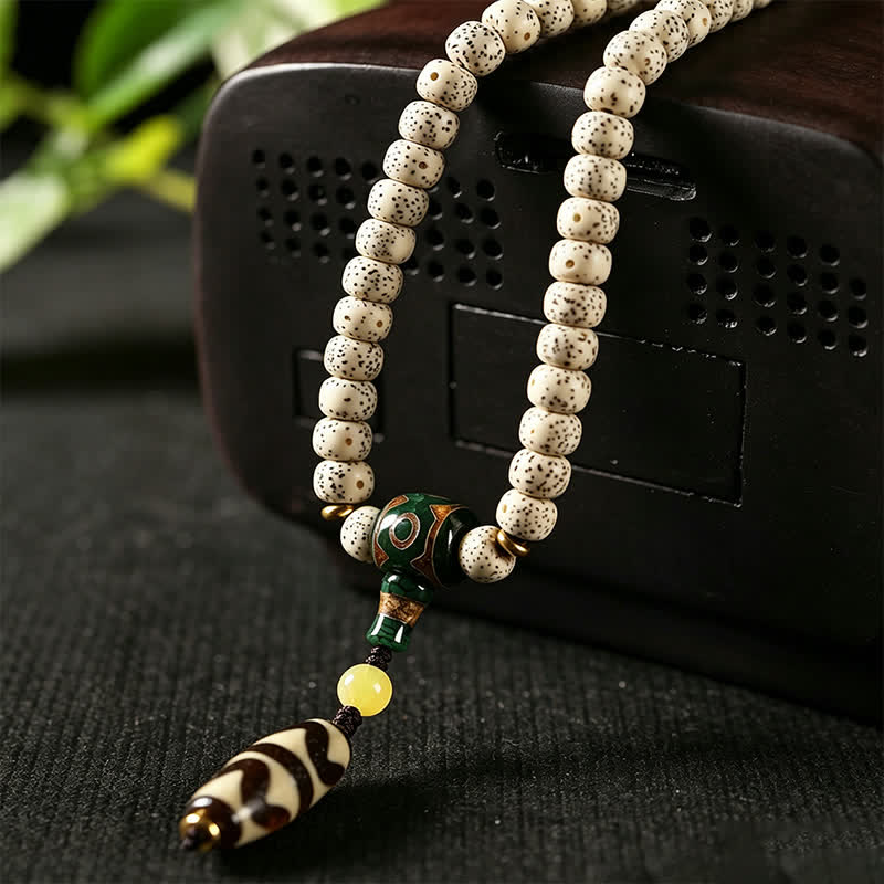 Buddha Stones Mala tibetana de 108 cuentas tejida a mano con semillas de Bodhi y estrella de la luna, símbolo de sabiduría. - image 9